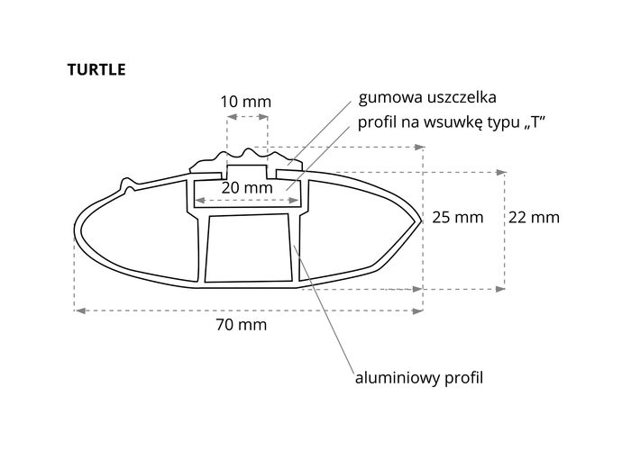 Turtle belka aluminiowa czarna 1 szt. 88cm