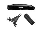 Zestaw Box dachowy Hapro Trivor 640 czarny połysk + Multitool Leatherman Wave Plus 832526