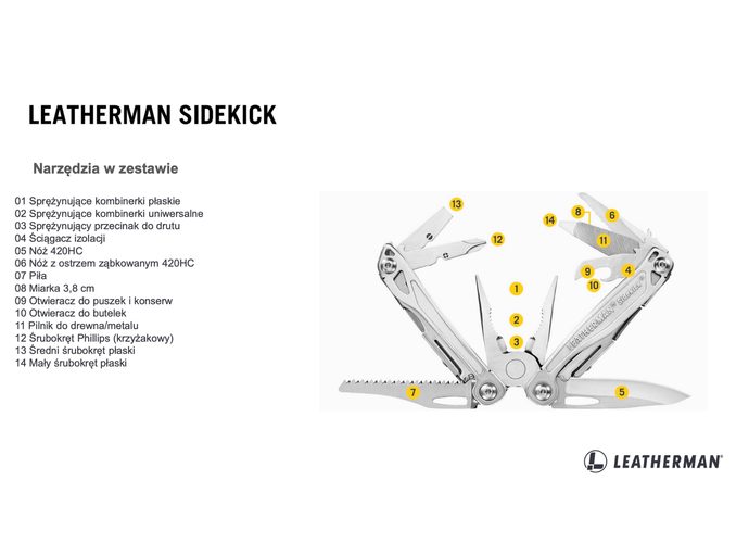 Leatherman SIDEKICK Multitool 14 narzędzi stal nierdzewna