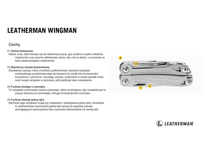 Leatherman WINGMAN Multitool 14 narzędzi stal nierdzewna