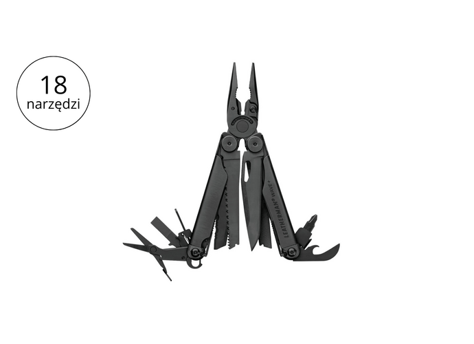 Leatherman WAVE PLUS Black Multitool 18 narzędzi stal nierdzewna
