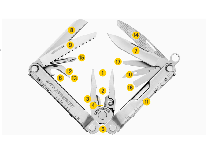 Leatherman REBAR Heathered Cranberry Multitool 17 narzędzi