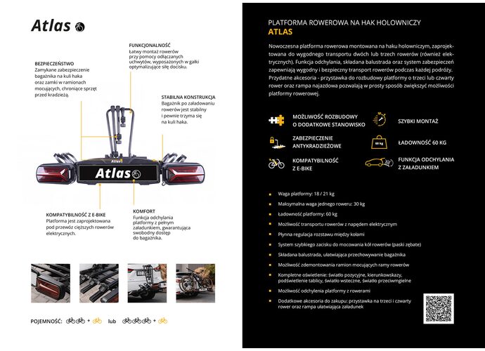 Atlas 2- bagażnik na hak na 2 rowery