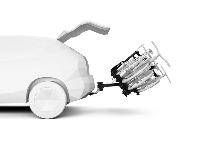 Zestaw box Onto 2 + składany bagażnik na hak na 4 rowery Thule EasyFold v3