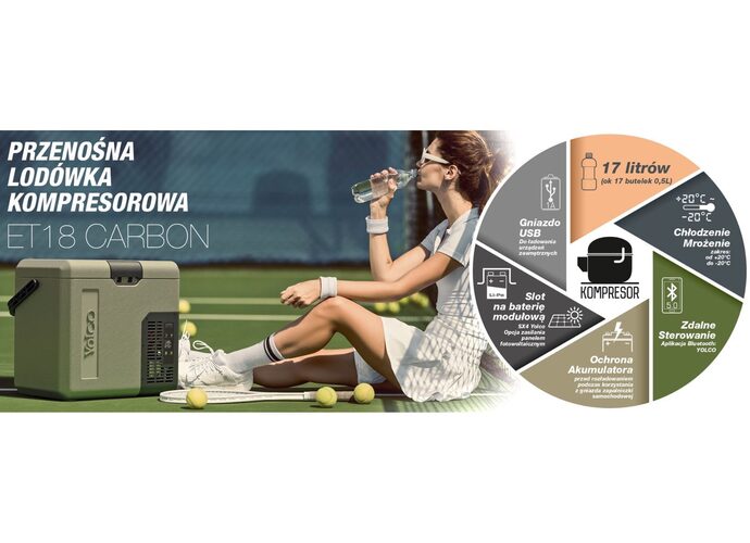 Yolco Przenośna lodówka kompresorowa ET18 Carbon